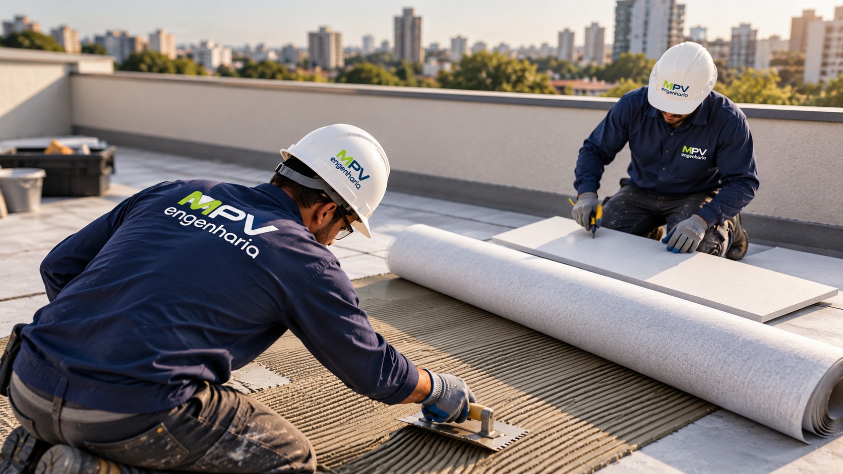 Equipe MPV em serviço de impermeabilização